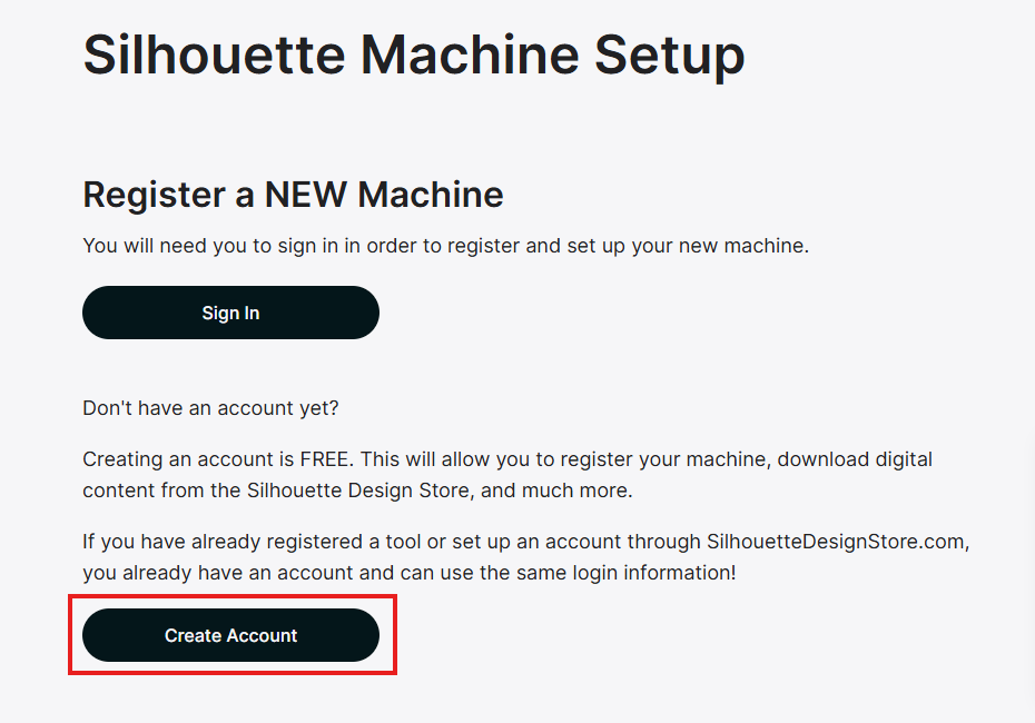 select the option Silhouette Machine setup