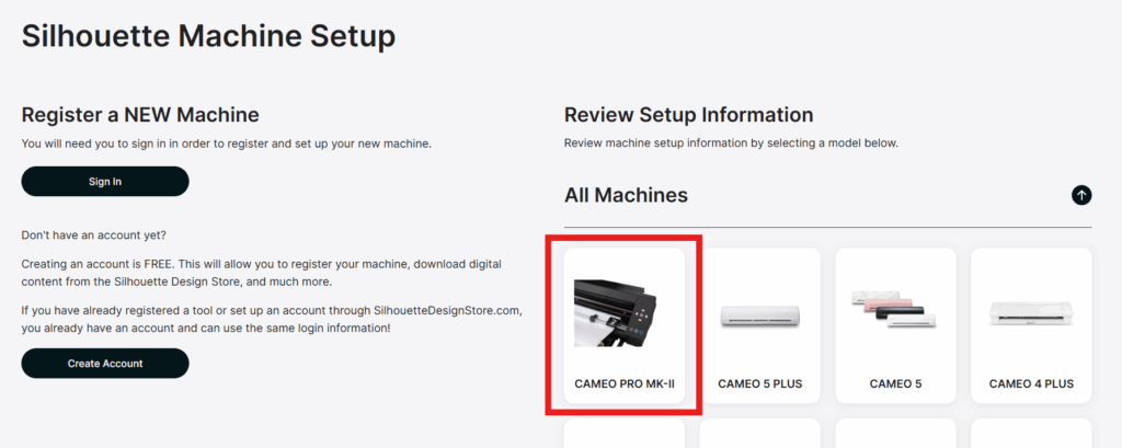 silhouette machine setup